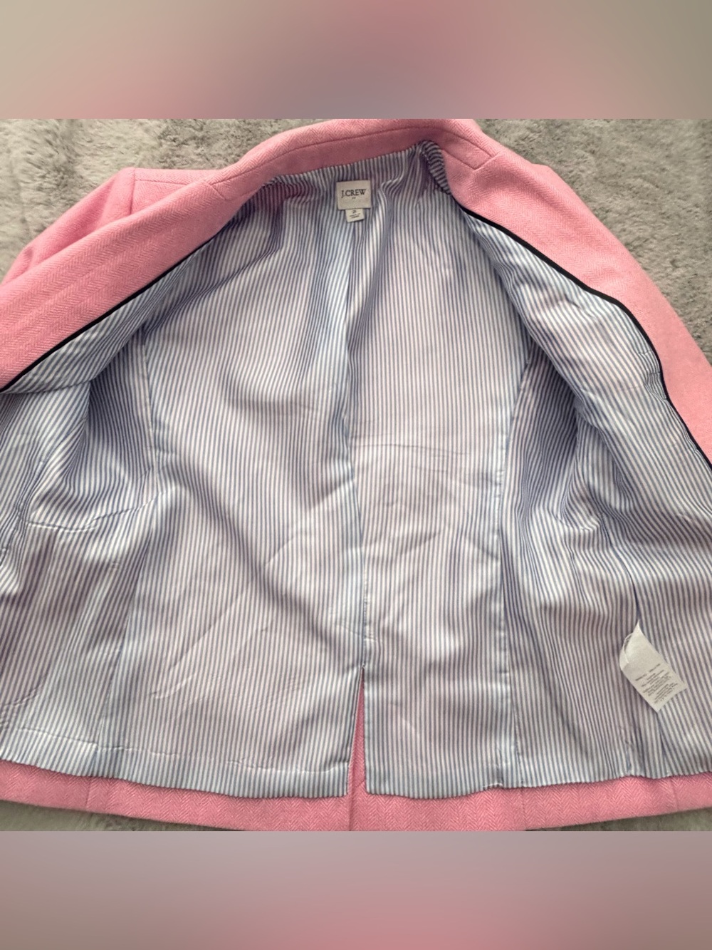 J.Crew Factory Schoolboy Blazer Pink Herringbone Wool Blend Jacket 2 Preppy - Picture 5 of 14